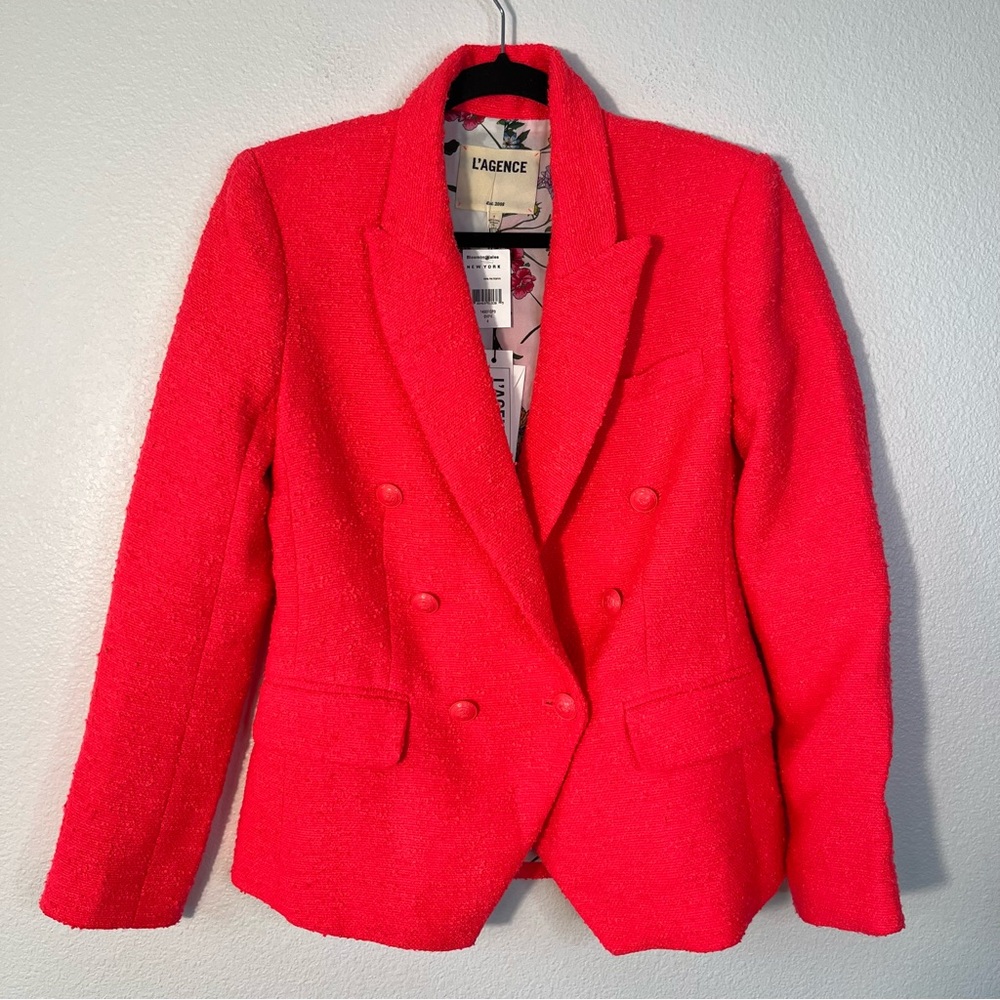 L’agence Kenzie Double Breasted Blazer in Diva Pink Size 4 Office Workwear NEW - Picture 5 of 11